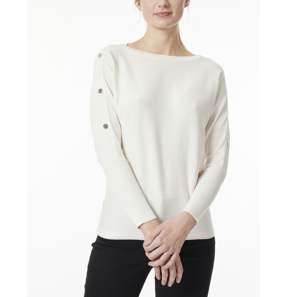 JONES NEW YORK Cream Button Sleeve Sweater - Medium - Women's Knitwear - Picture 1 of 1